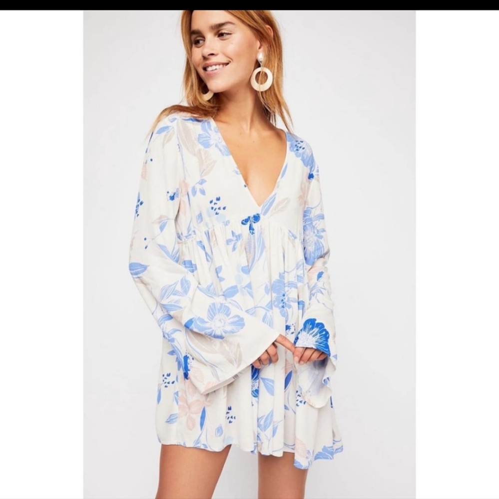 Free People Bella Print Tunic In Ivory XS